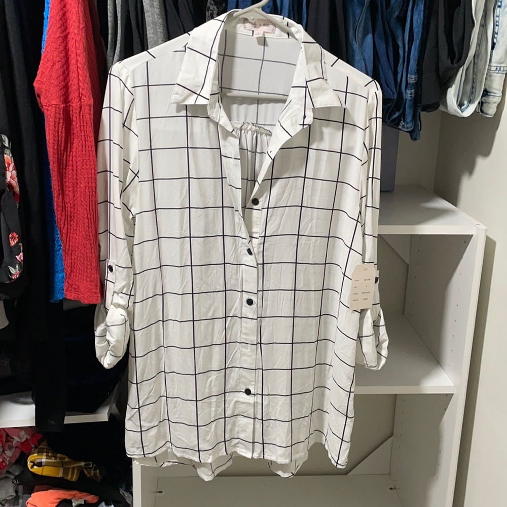 White and black blouse